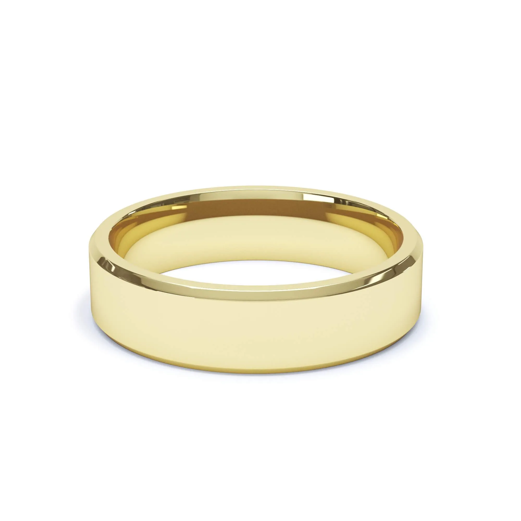 - Bevelled Edge Profile Wedding Ring 18k Yellow Gold