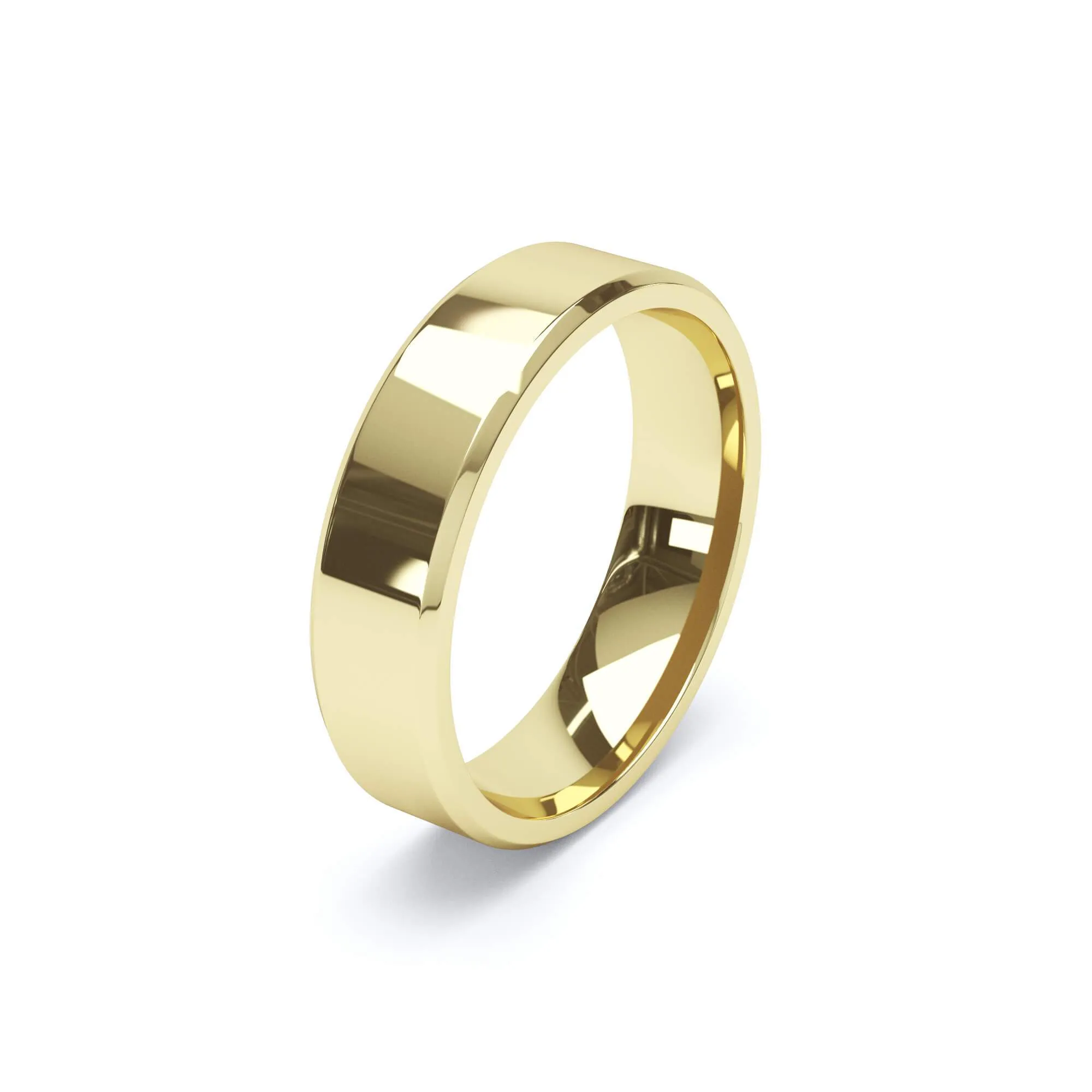 - Bevelled Edge Profile Wedding Ring 18k Yellow Gold