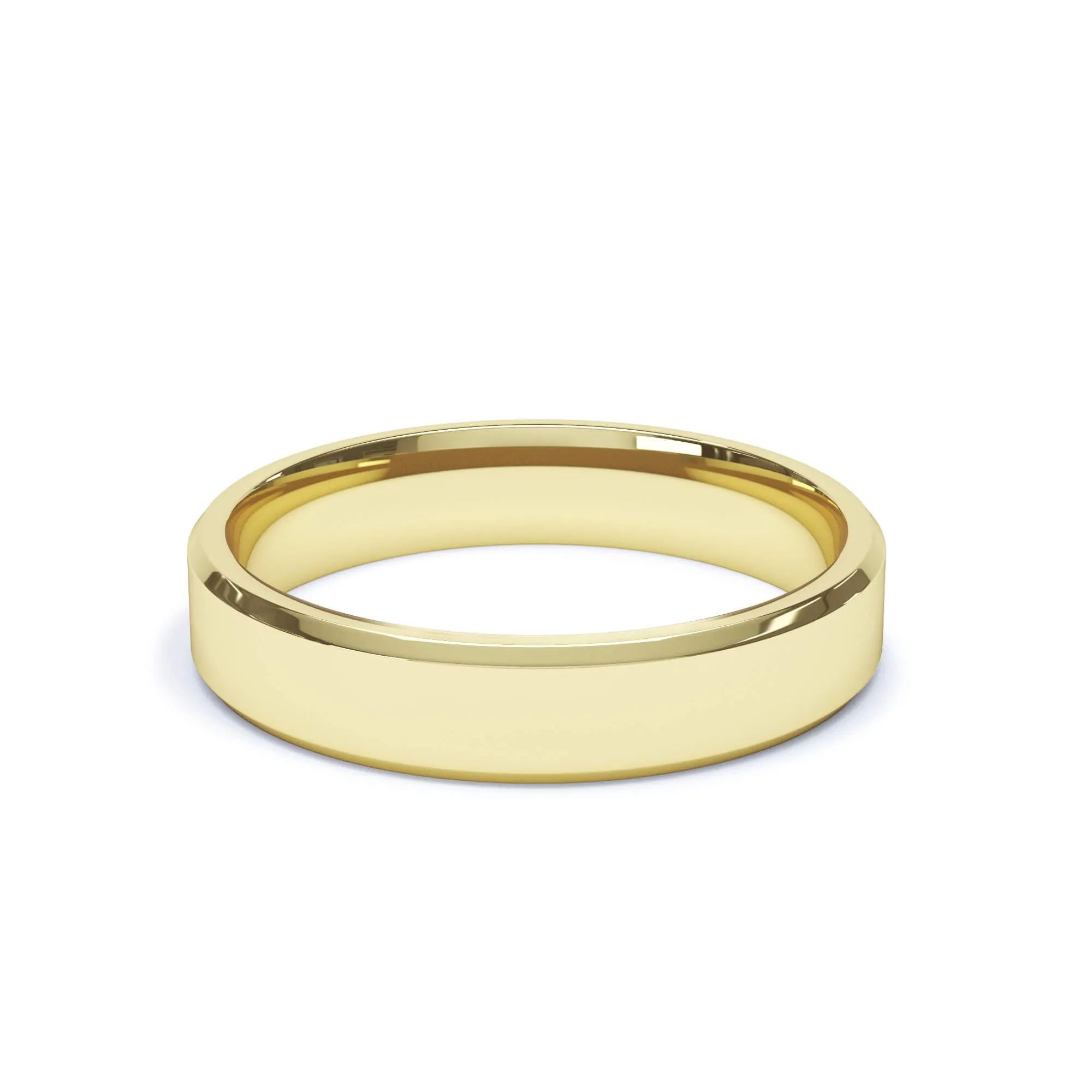 - Bevelled Edge Profile Wedding Ring 18k Yellow Gold