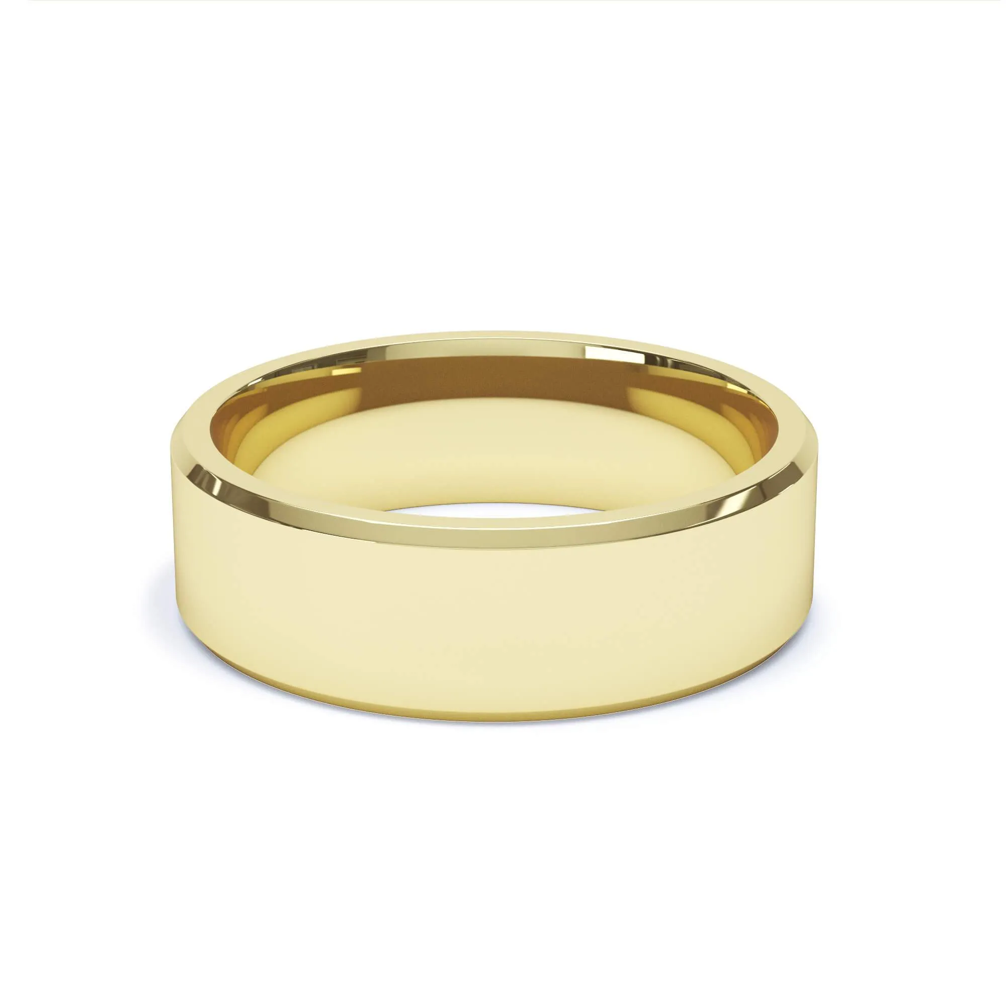 - Bevelled Edge Profile Wedding Ring 18k Yellow Gold