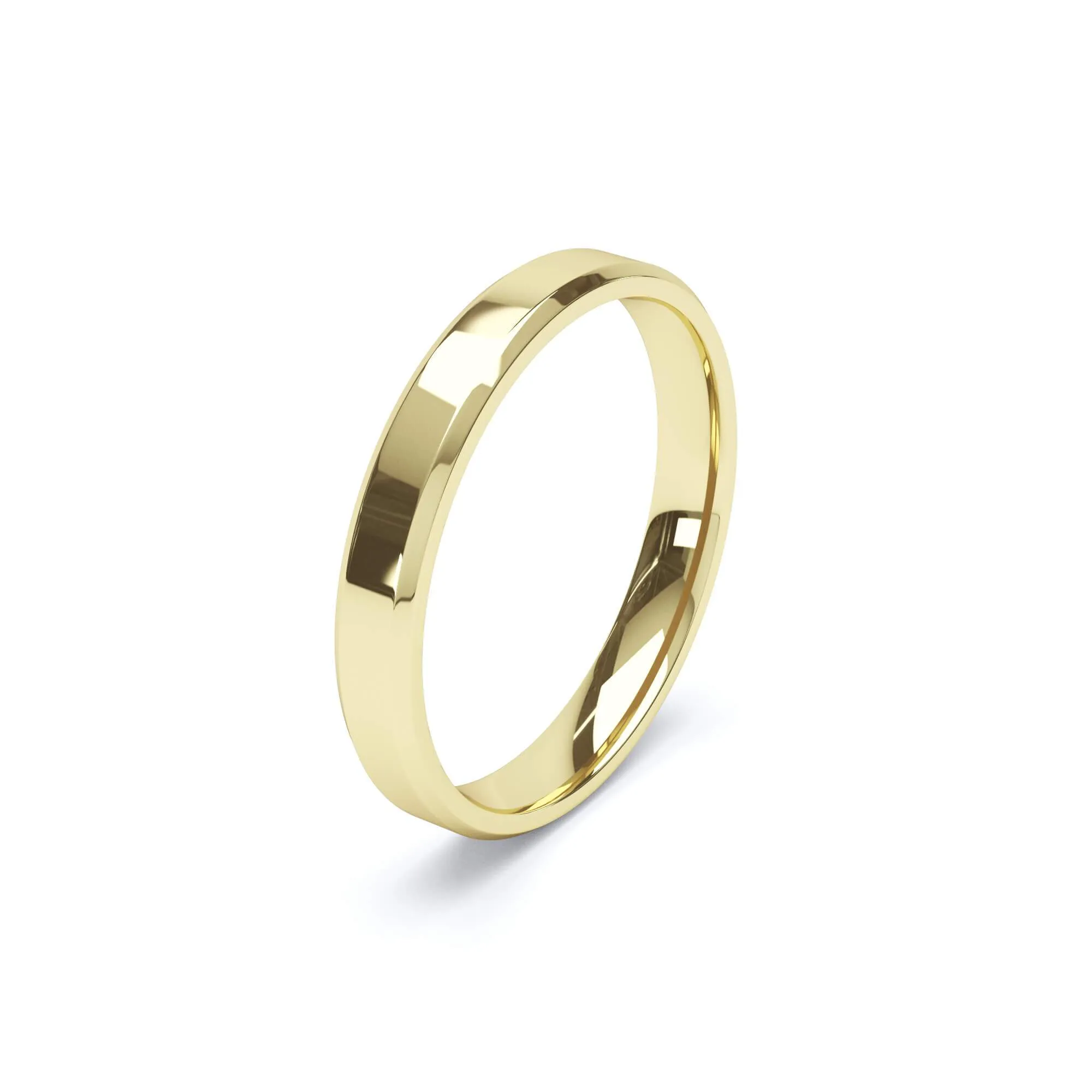 - Bevelled Edge Profile Wedding Ring 18k Yellow Gold