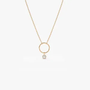 0.08CTW Dangling Bezel Set Diamond Circle Necklace