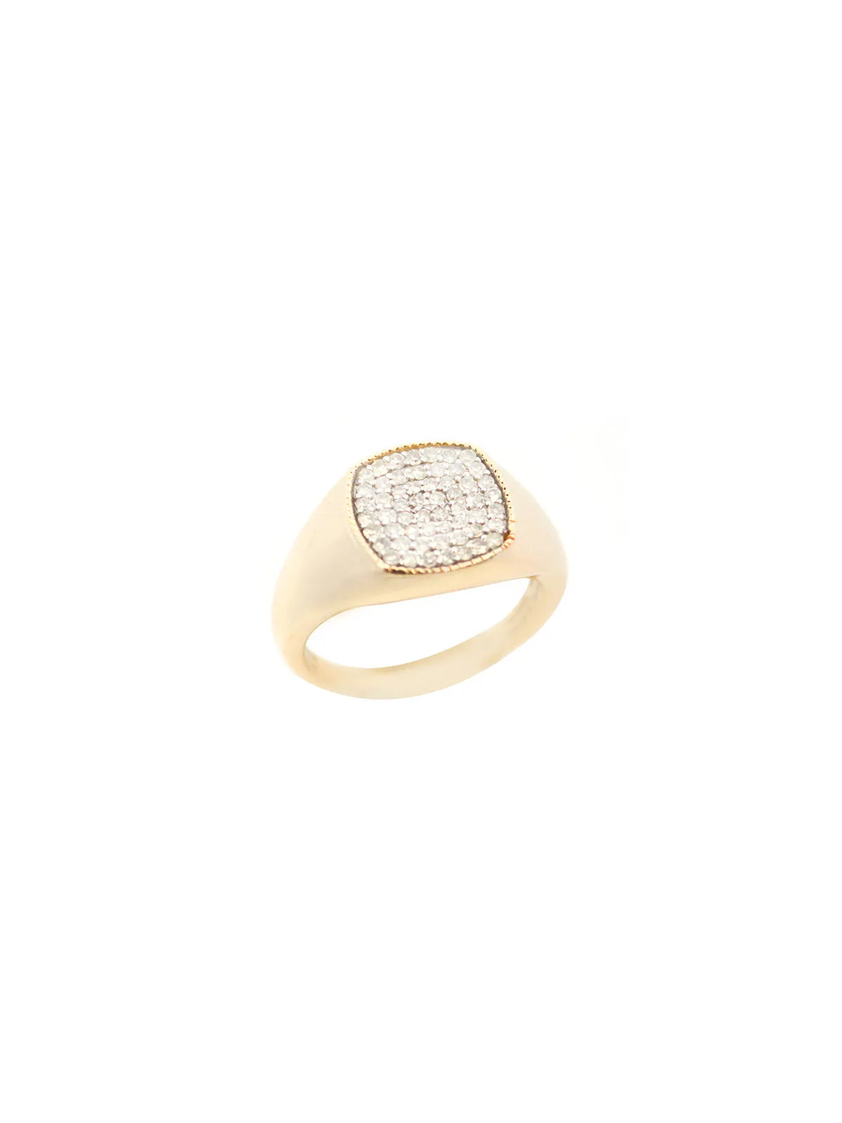 0.22ct Diamond 14K Gold Pave Signet Ring