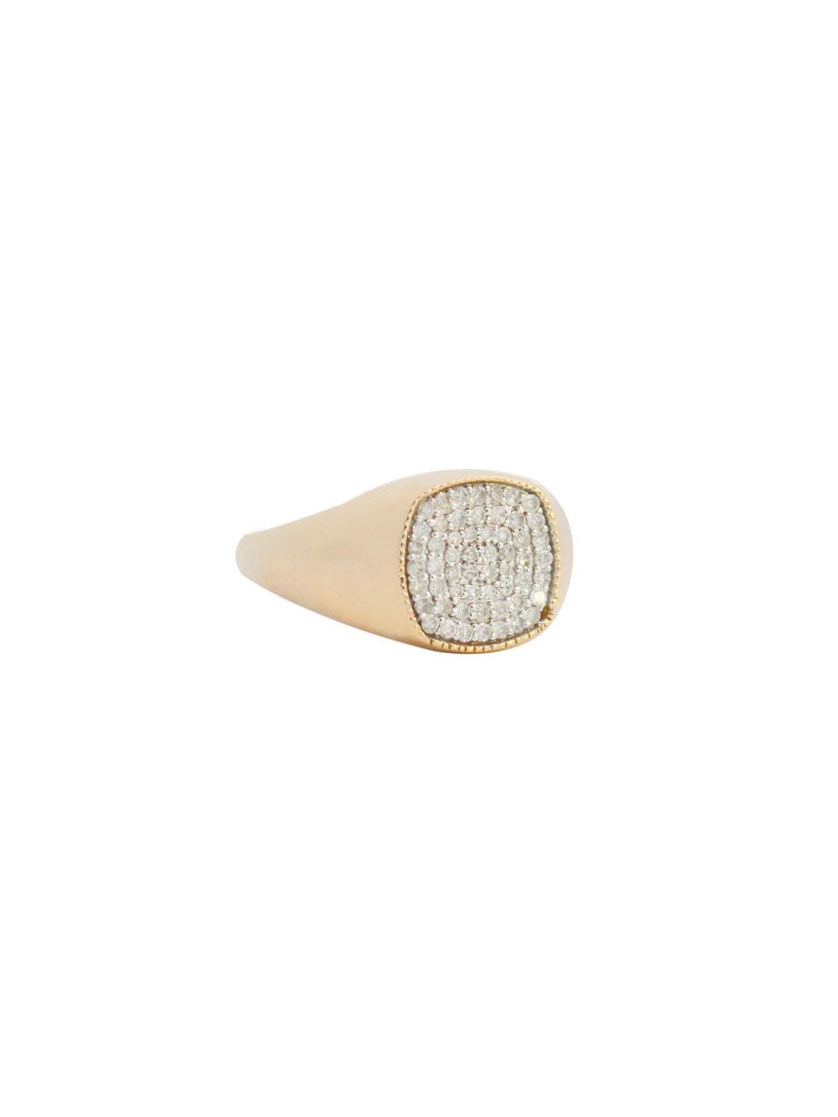 0.22ct Diamond 14K Gold Pave Signet Ring