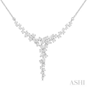 1 ctw Waterfall Mixed Cut Diamond Scatter Necklace in 14K White Gold