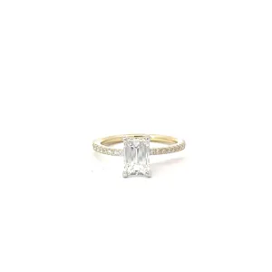 1.00-1.99 Carat Emerald Lab Grown Diamond Engagement Ring with Diamond Band