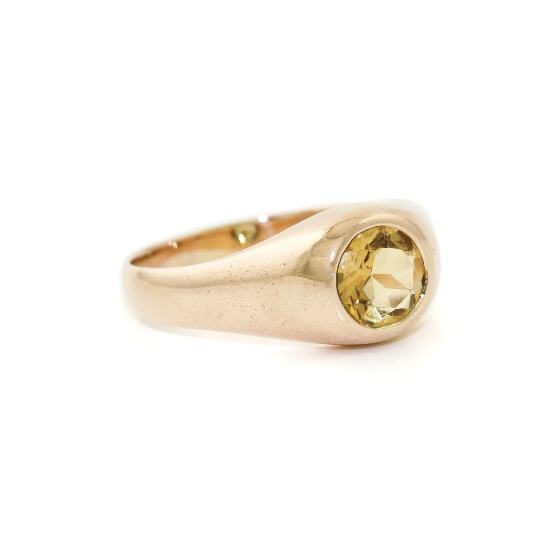 10k Gold x Round Brilliant-Cut Citrine Signet