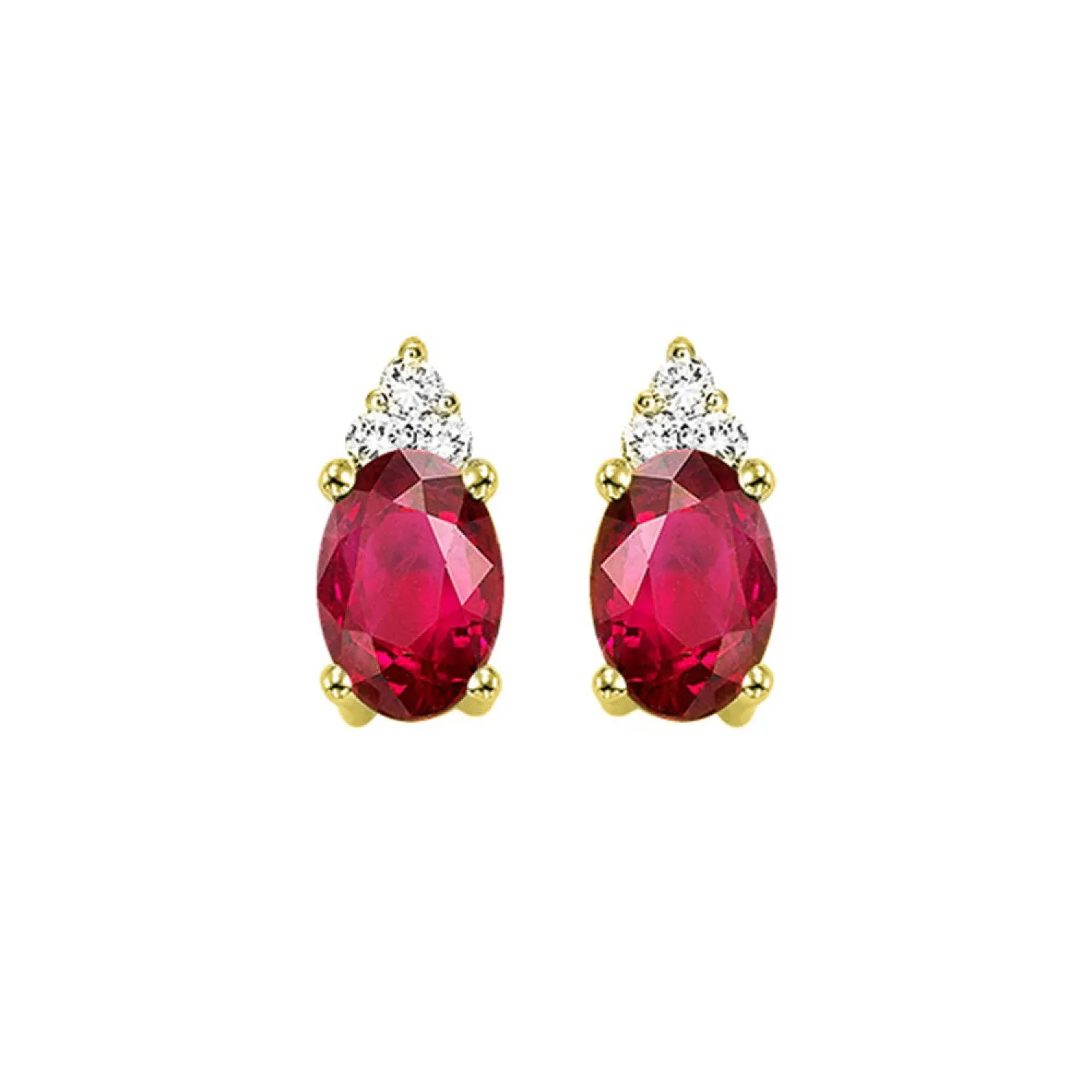 10KT Oval Gemstone Stud Earrings