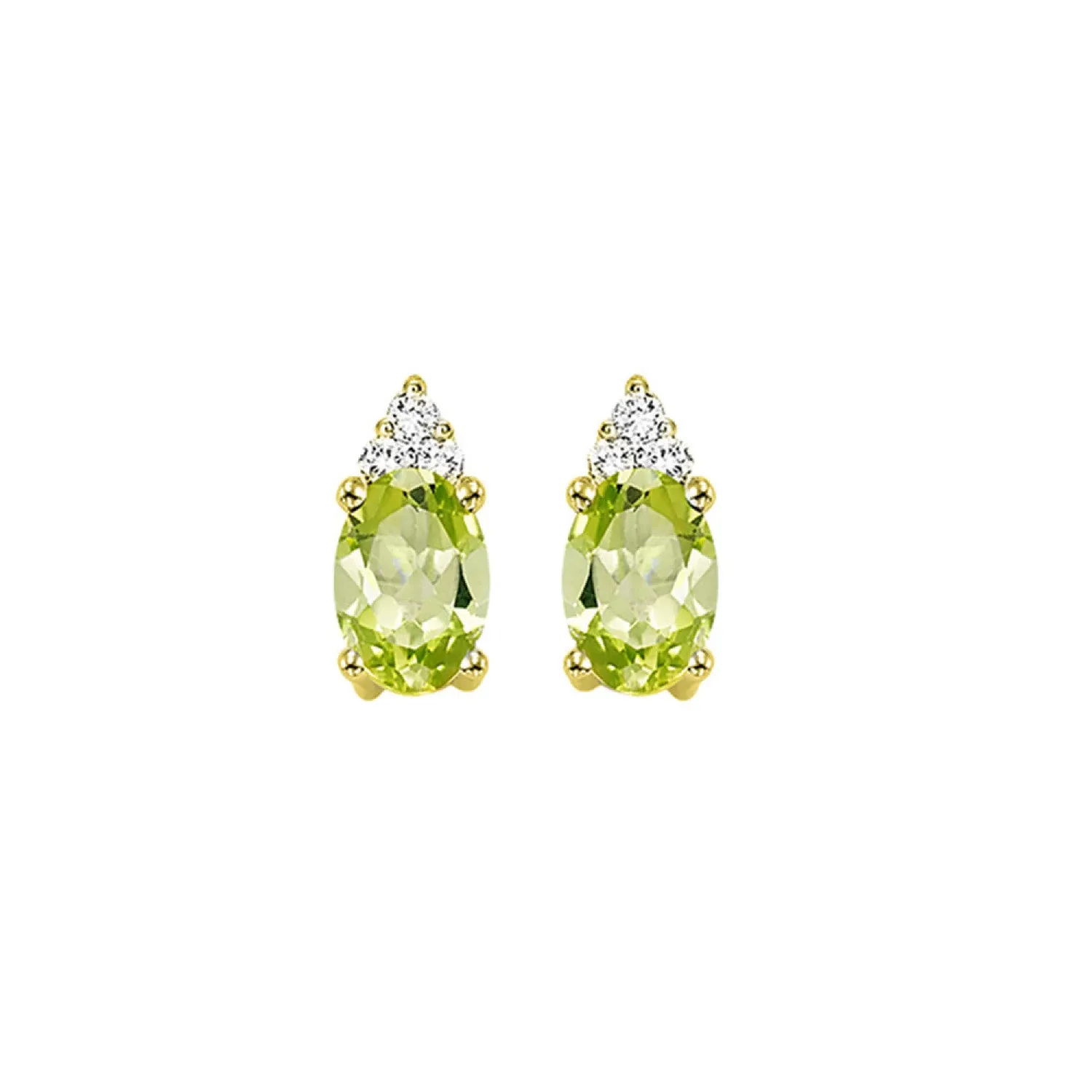 10KT Oval Gemstone Stud Earrings