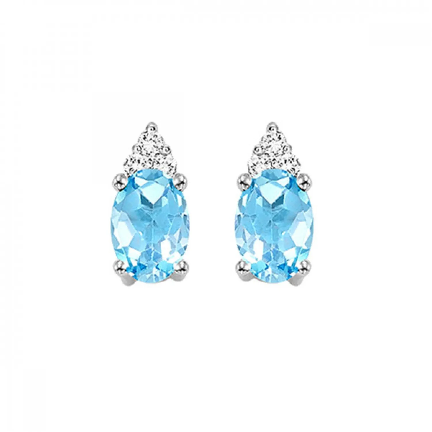 10KT Oval Gemstone Stud Earrings