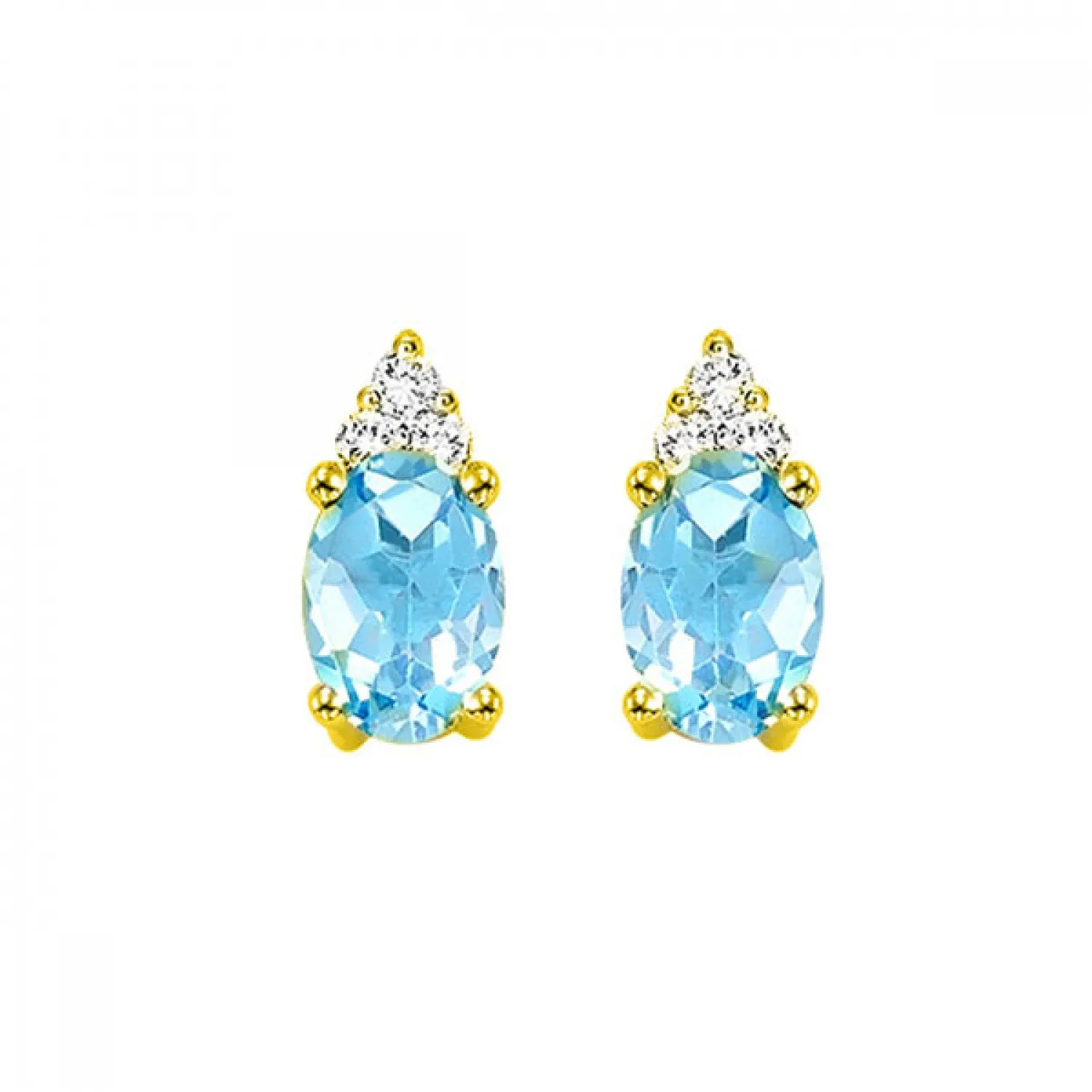 10KT Oval Gemstone Stud Earrings