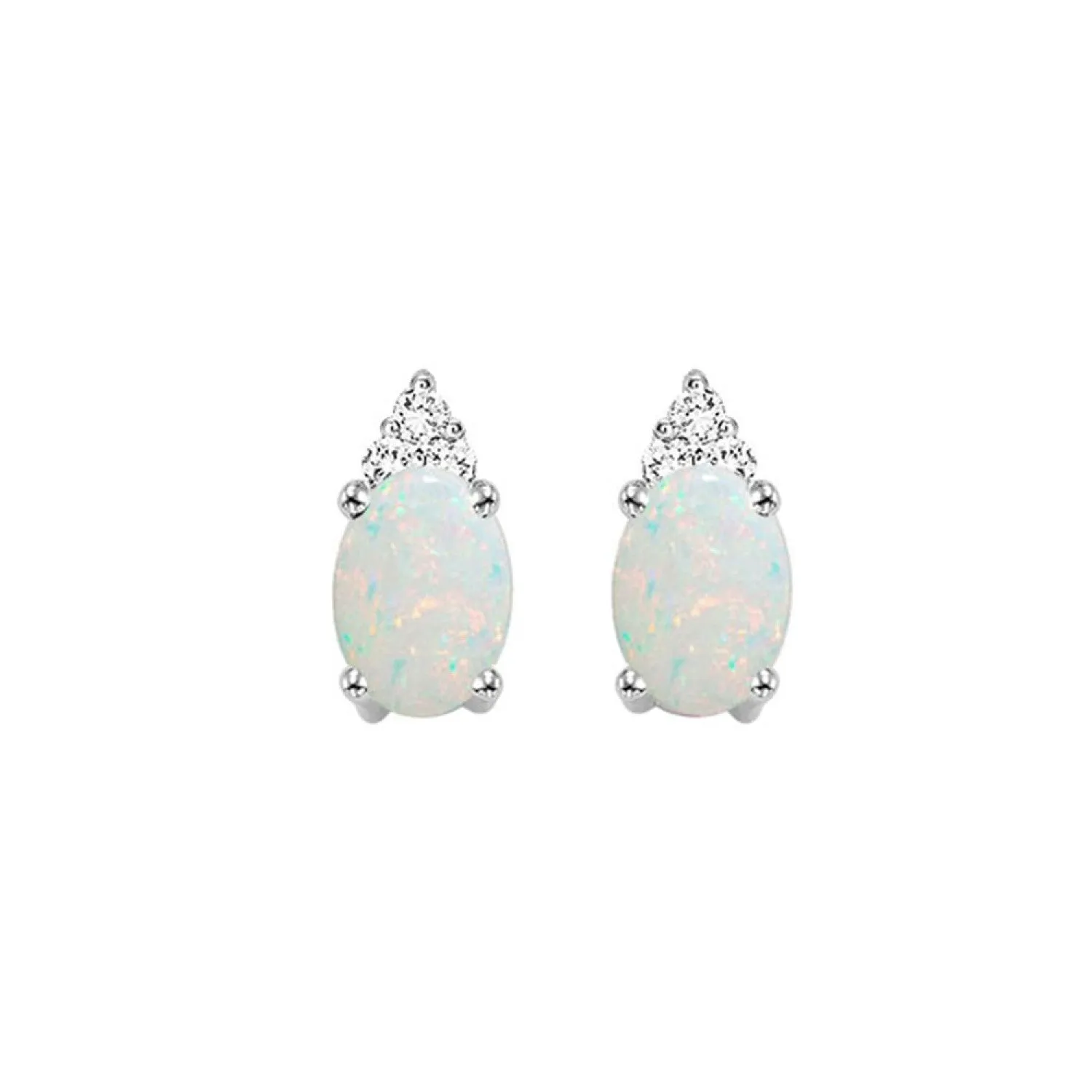 10KT Oval Gemstone Stud Earrings