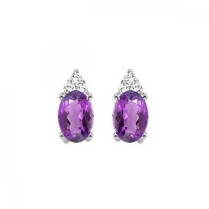 10KT Oval Gemstone Stud Earrings