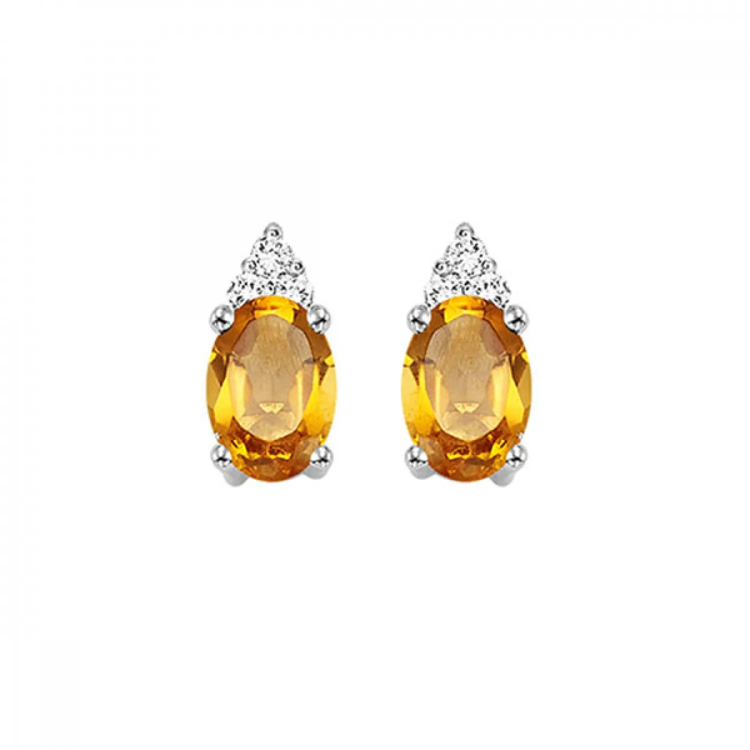 10KT Oval Gemstone Stud Earrings