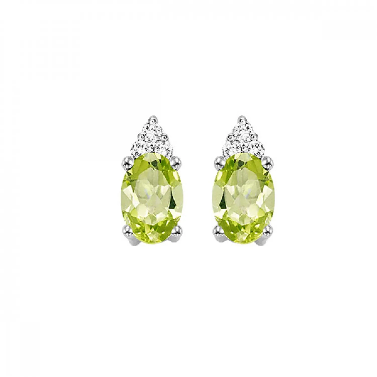 10KT Oval Gemstone Stud Earrings