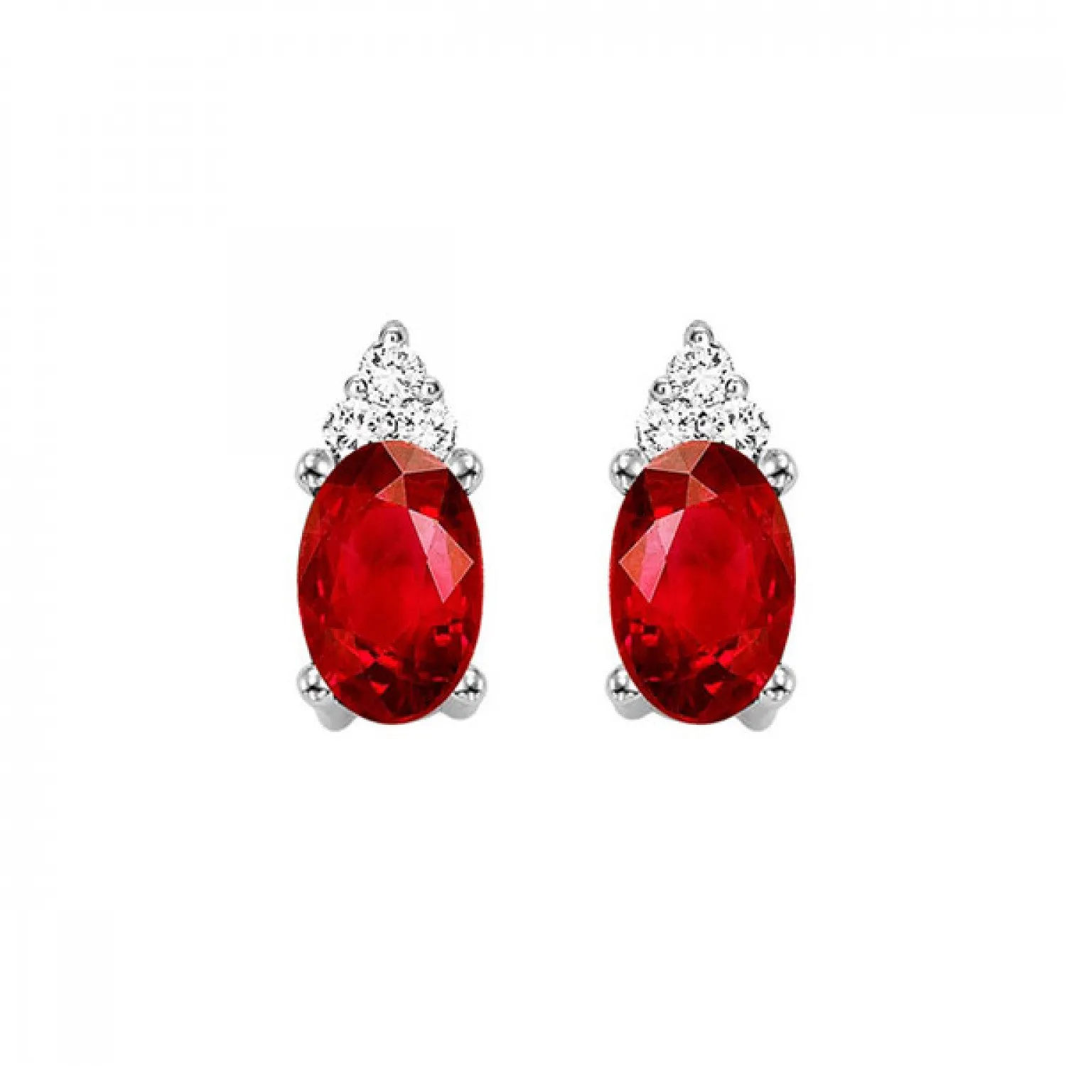 10KT Oval Gemstone Stud Earrings