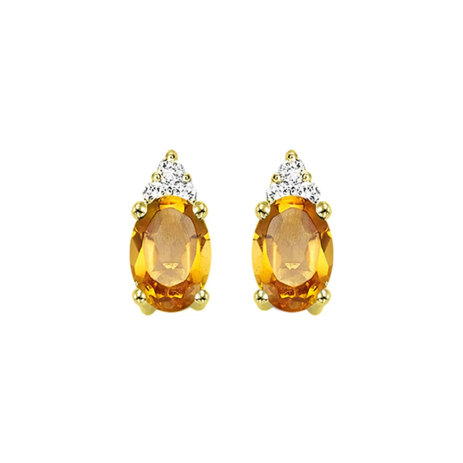 10KT Oval Gemstone Stud Earrings