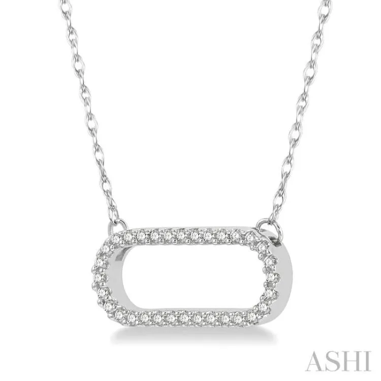 1/10 Ctw Round Cut Diamond Paper Clip Necklace in 14K White Gold