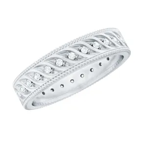 1/4 CT Diamond and Gold Twisted Rope Band Ring for Women