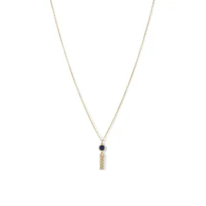 14 Karat Gold Plated Mini Lapis and Tassel Necklace