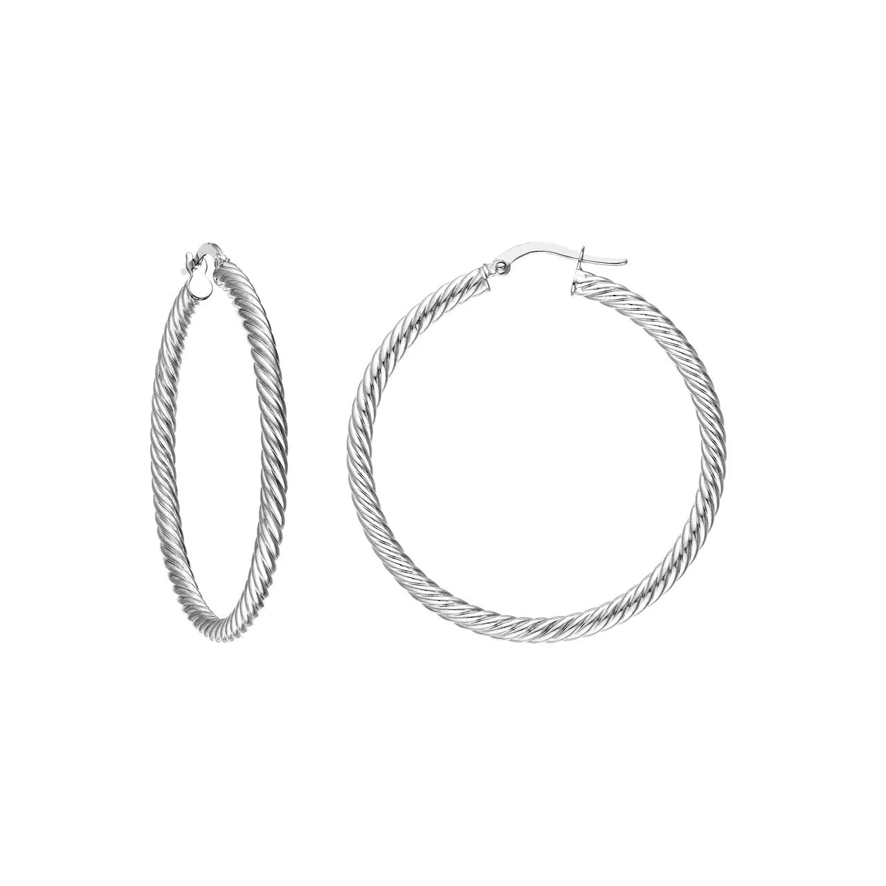 14K 40mm Rope Twist Hoop Earrings