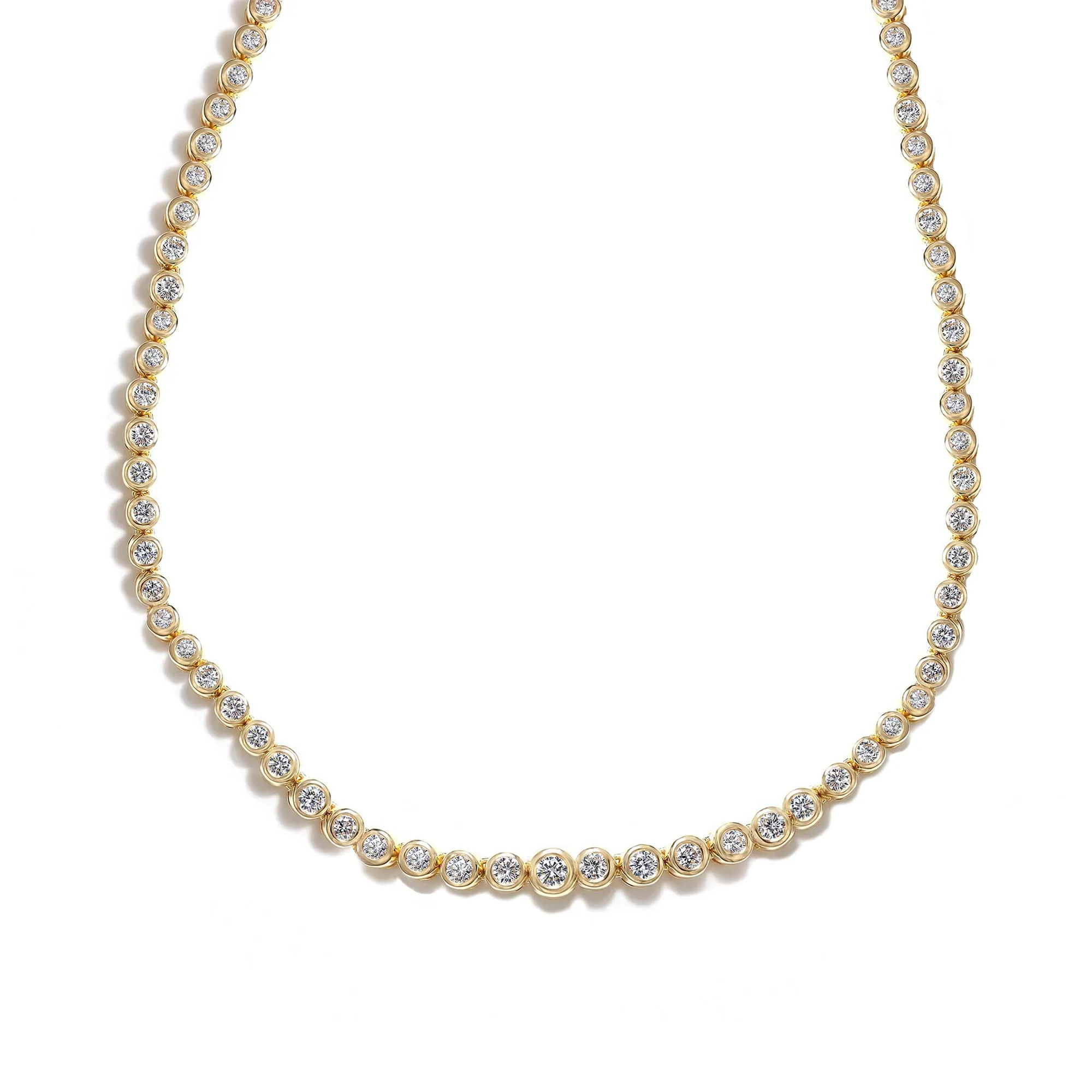 14k Bezel Diamond Tennis Necklace