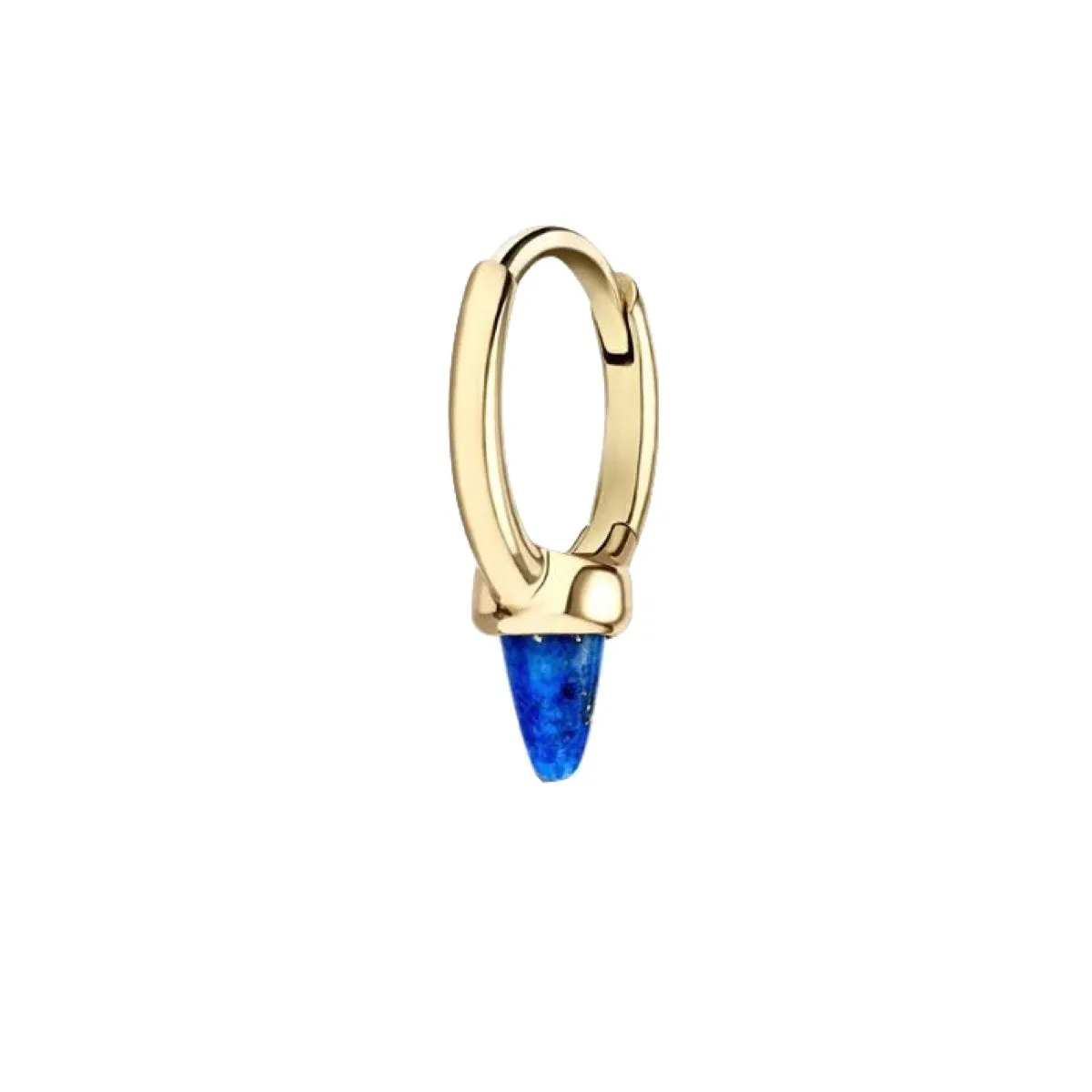 14K Gold Lapis Single Short Spike Non-Rotating Earring (Non-Rotating) - 8MM