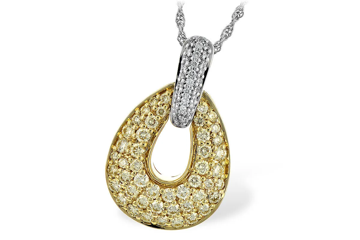 14K Gold Natural Yellow Diamond Pendant with White Diamond Bail