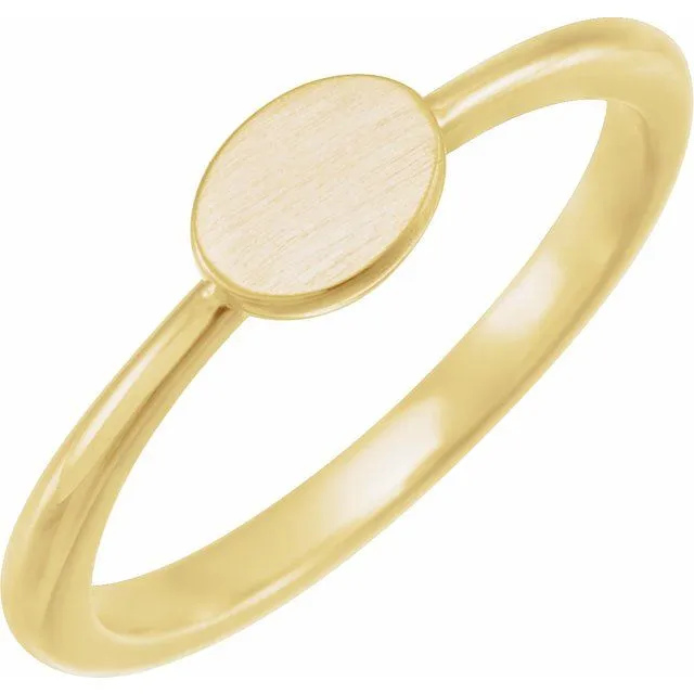 14k Gold Signet Style 6.75 x 5 mm Oval Ring