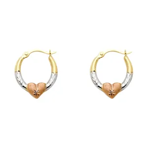 14K Hoop Earrings with Heart