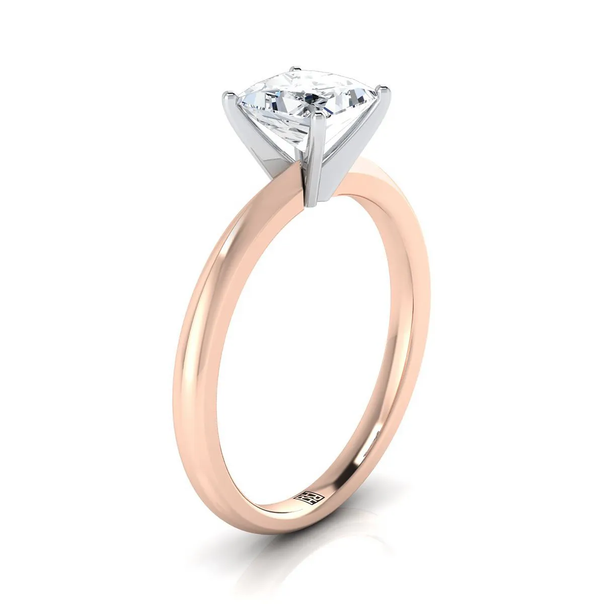 14K Rose Gold Princess Cut  Petite Knife Edge Solitaire Engagement Ring