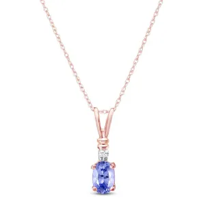 14K Solid Rose Gold Necklace w/ Natural Diamond & Tanzanite