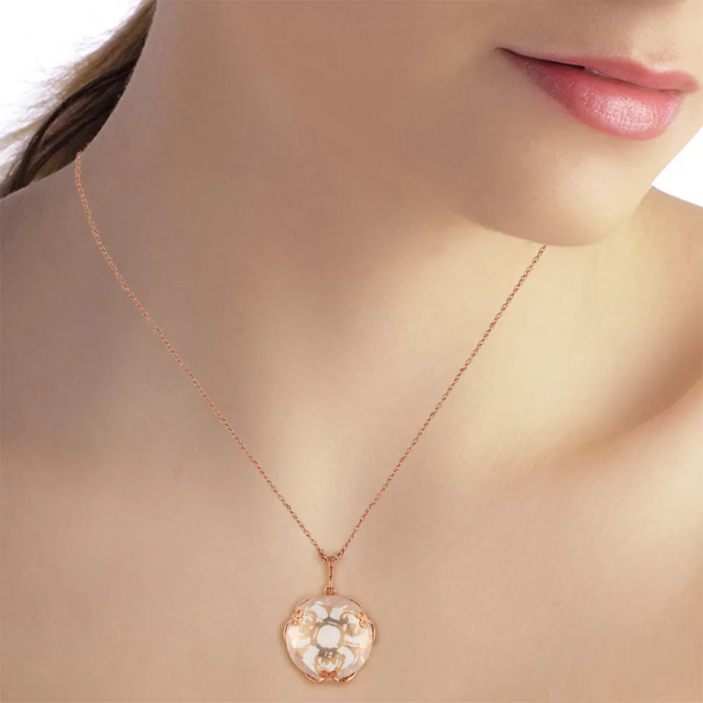 14K Solid Rose Gold Round Rose Quartz Necklace Jewelry