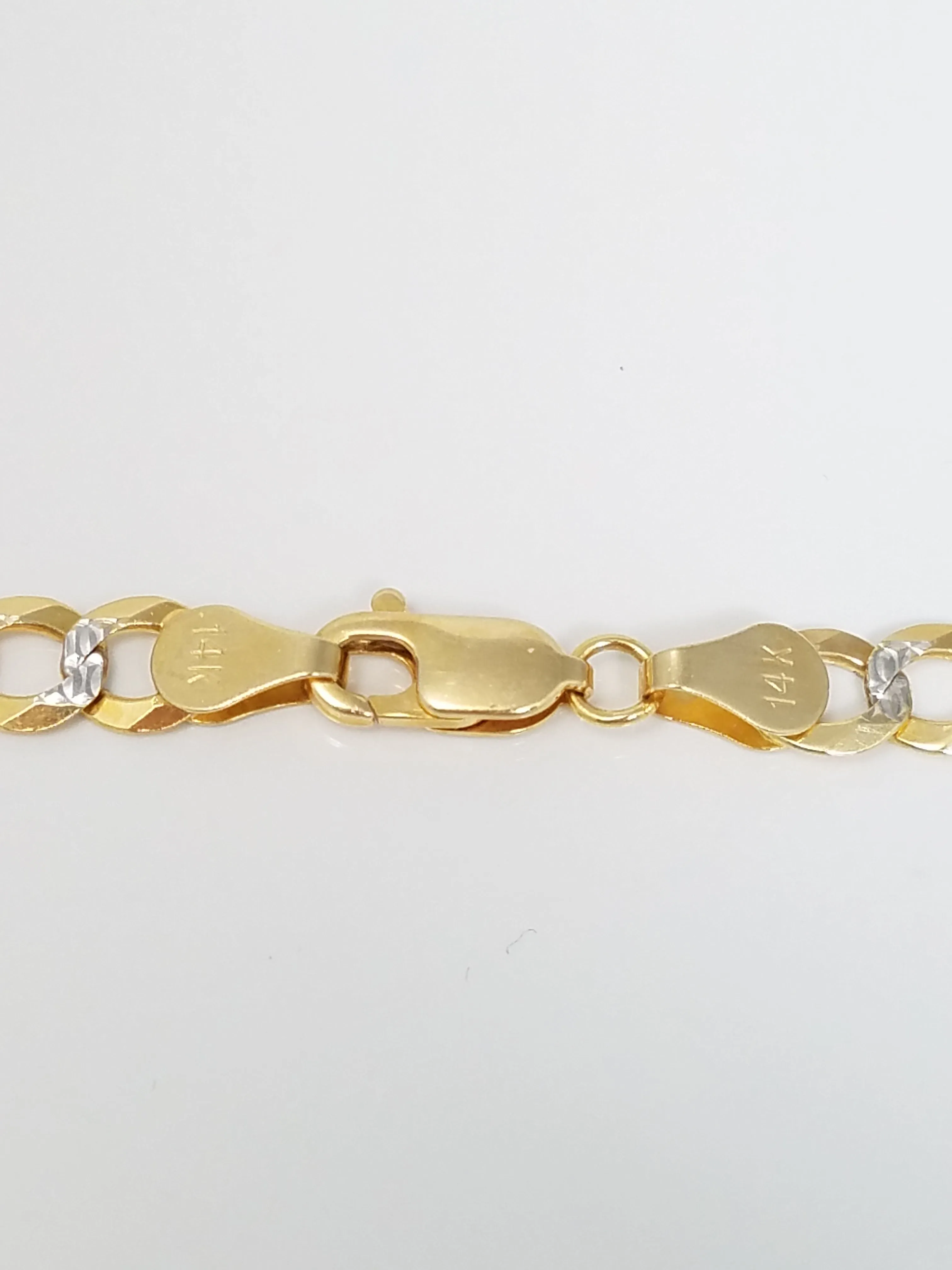 14k Two-Tone Gold Diamond Cut Curb Link 22" Necklace