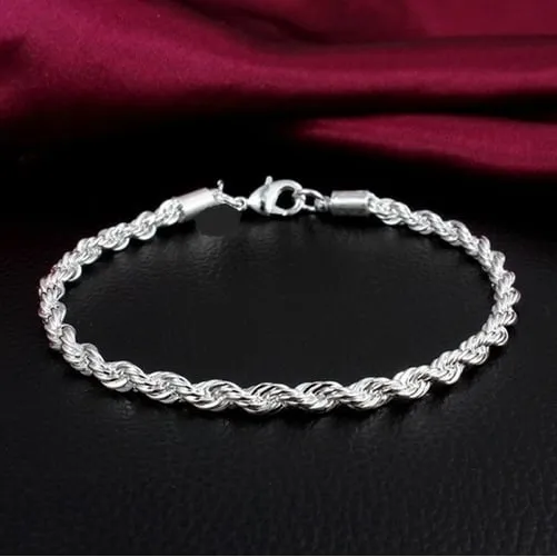 14K White Gold Filled Rope Bracelet