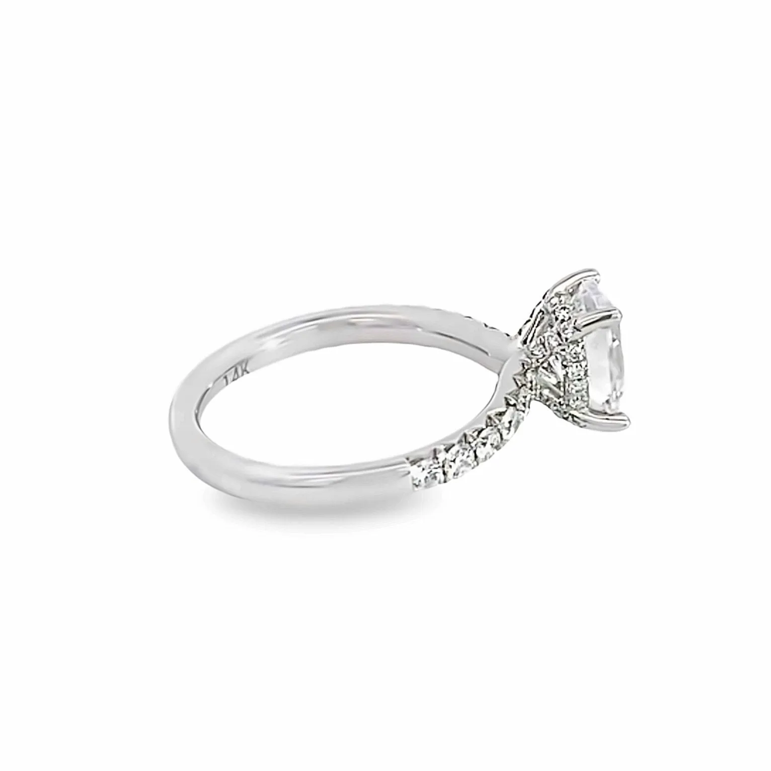 14K White Gold Oval Cut Classic Engagement Ring