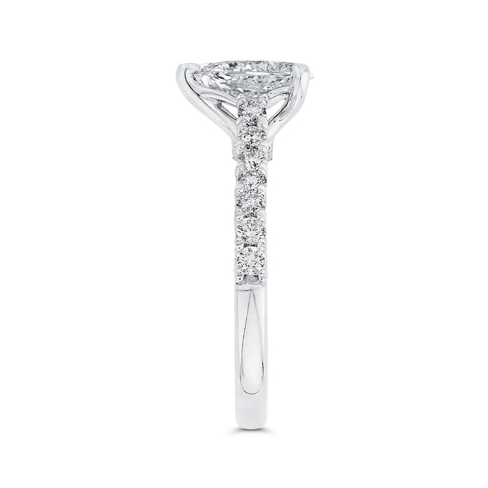14K White Gold Pear Diamond Engagement Ring (Semi Mount)