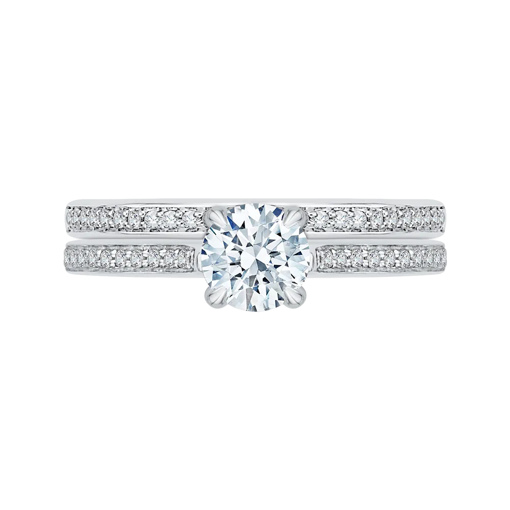 14K White Gold Round Cut Diamond Engagement Ring