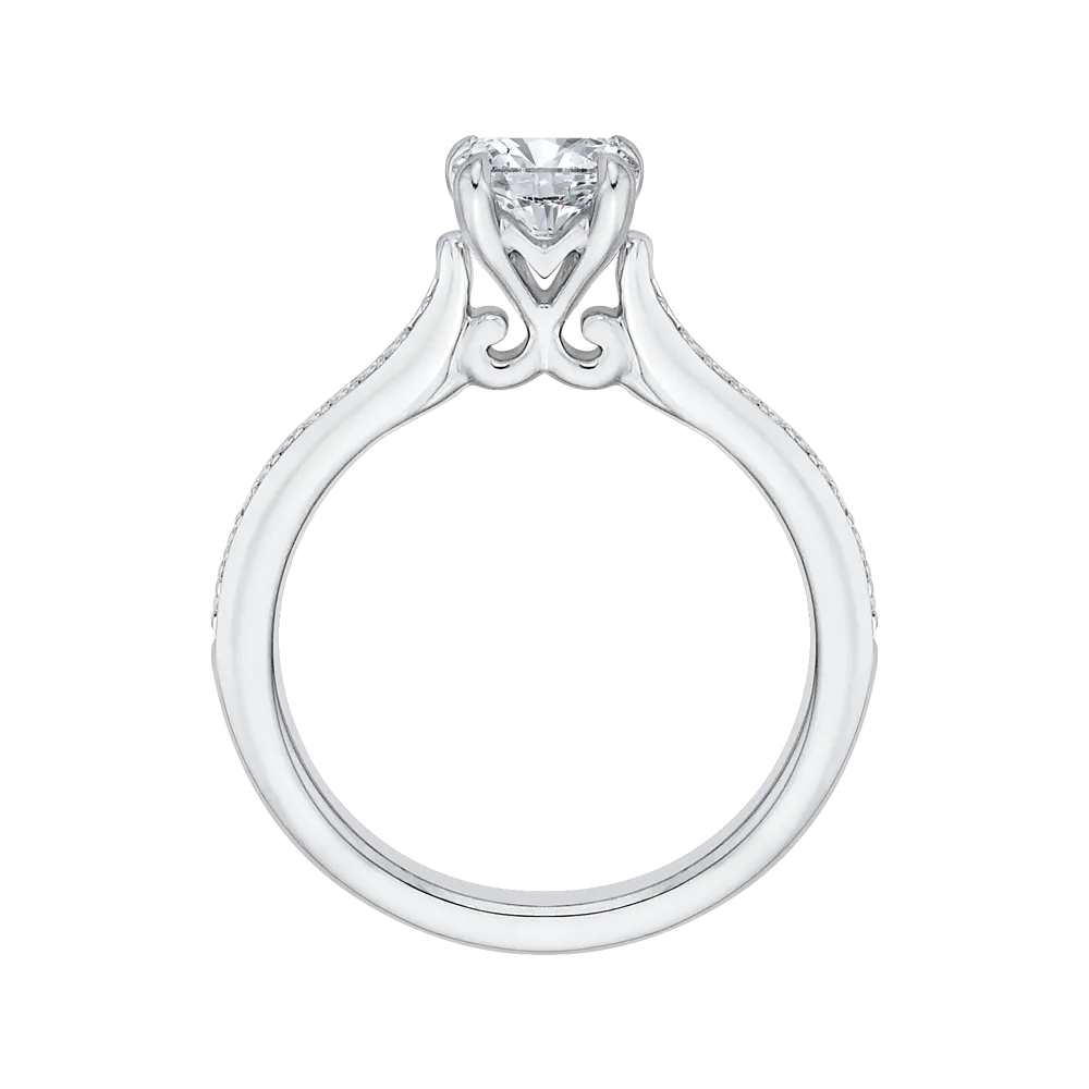 14K White Gold Round Cut Diamond Engagement Ring