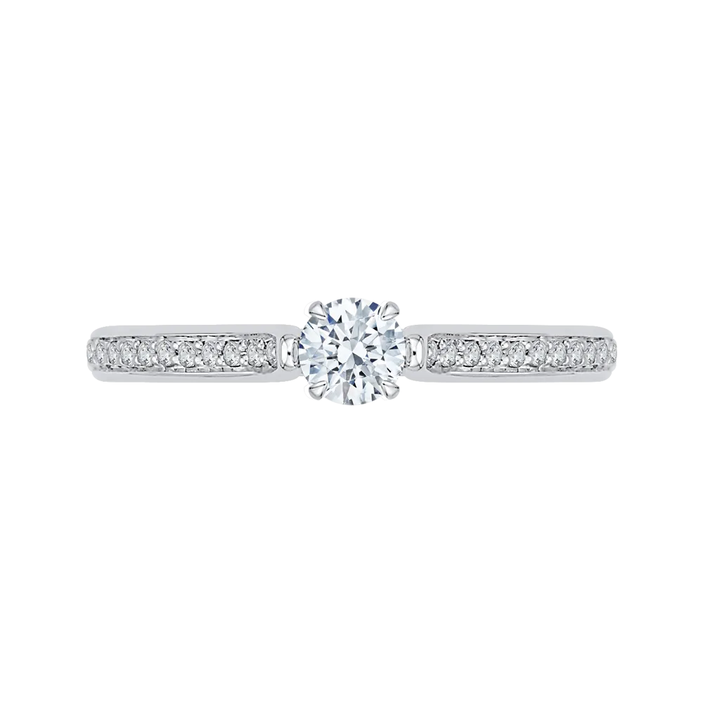 14K White Gold Round Cut Diamond Engagement Ring