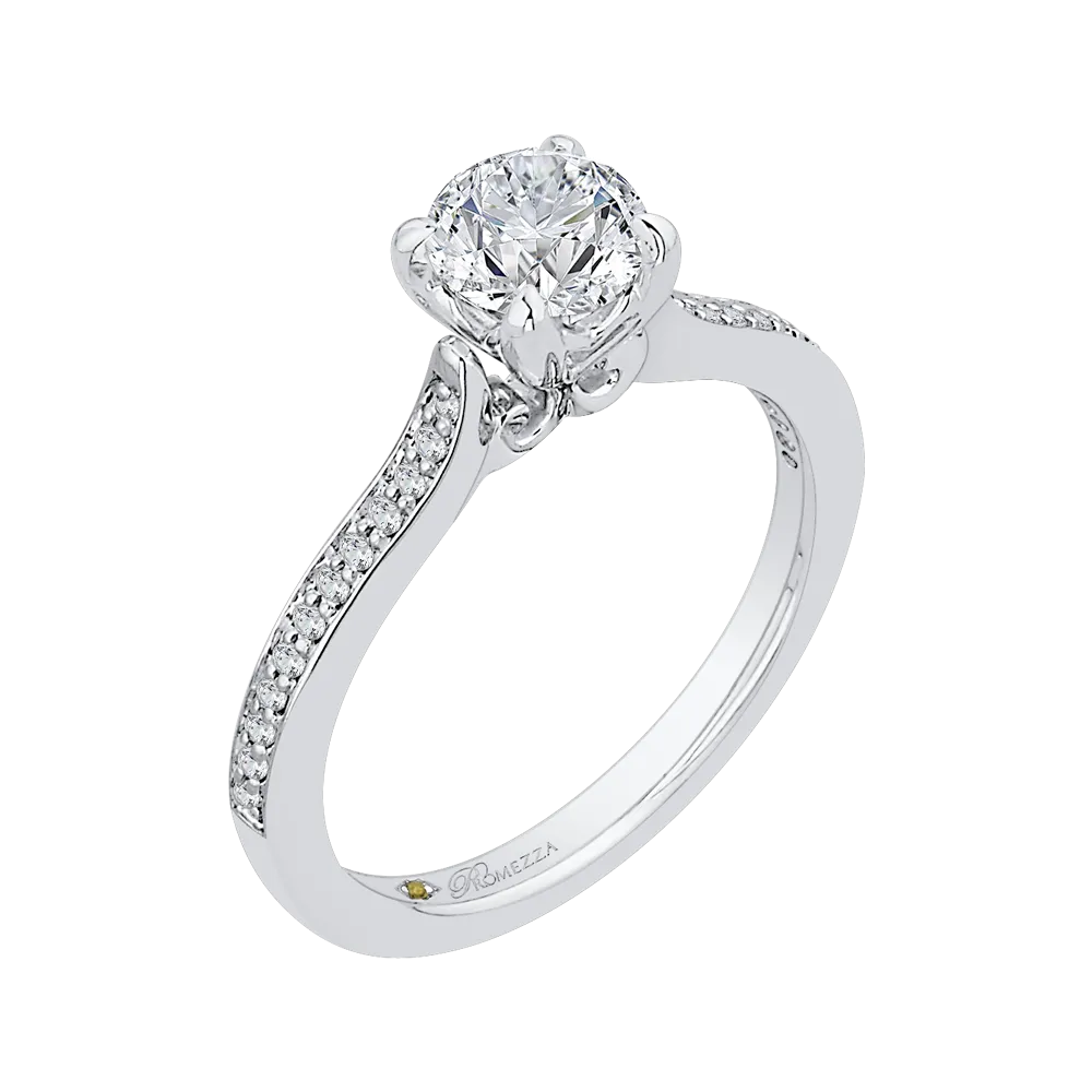 14K White Gold Round Cut Diamond Engagement Ring