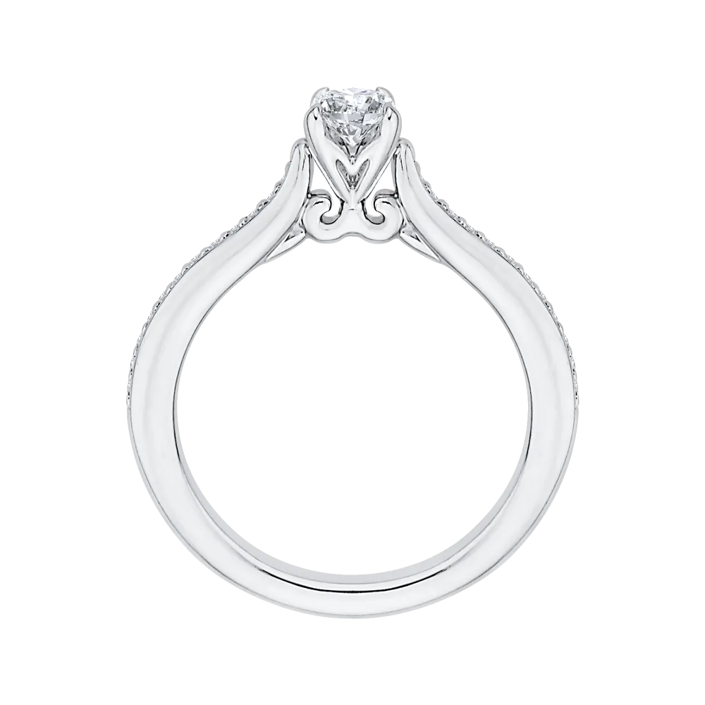 14K White Gold Round Cut Diamond Engagement Ring