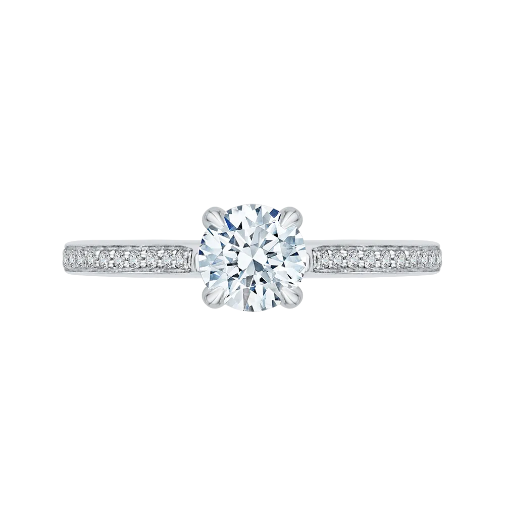 14K White Gold Round Cut Diamond Engagement Ring