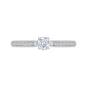 14K White Gold Round Cut Diamond Engagement Ring