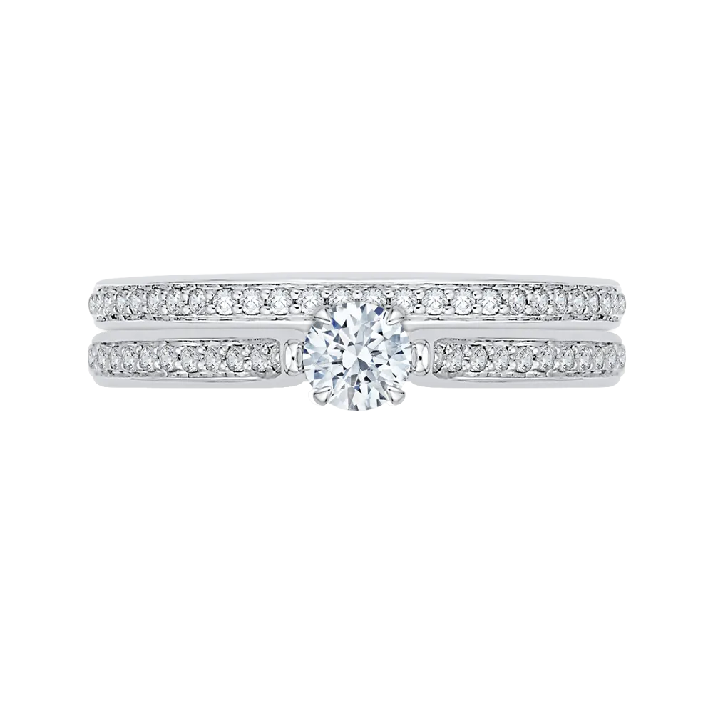 14K White Gold Round Cut Diamond Engagement Ring