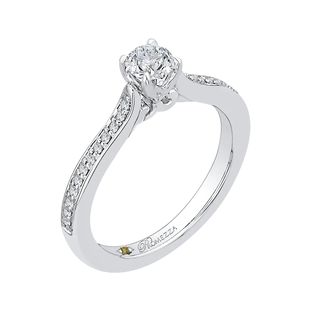 14K White Gold Round Cut Diamond Engagement Ring