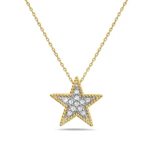 14K Yellow Gold And Diamond Star Necklace