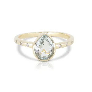 14K Yellow Gold Aquamarine and Diamond Band