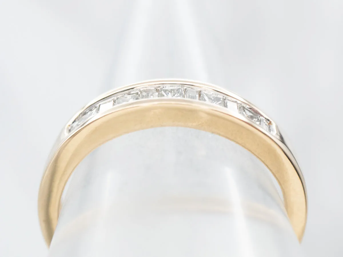 14K Yellow Gold Channel Set Princess Cut Diamond Band Ring