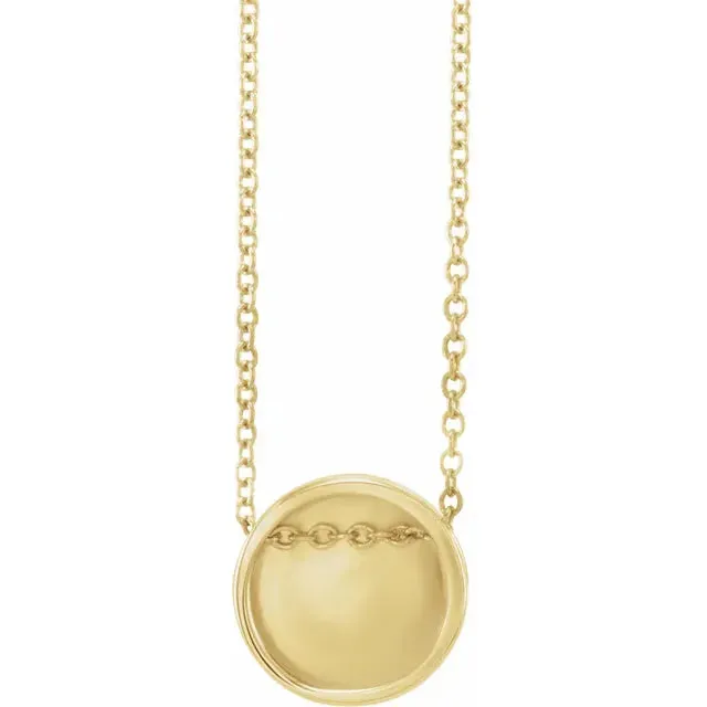 14K Yellow Gold Engravable Disc 16-18" Necklace